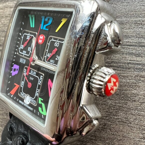 Authentic Michele Carousel Black Dial Deco Day Watch - Picture 4 of 12